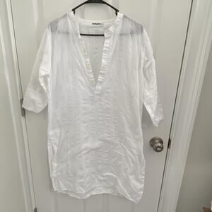 Guide Boat Shirt Dress Womens Medium White Kurta Woven 100% Cotton Sheer coverup